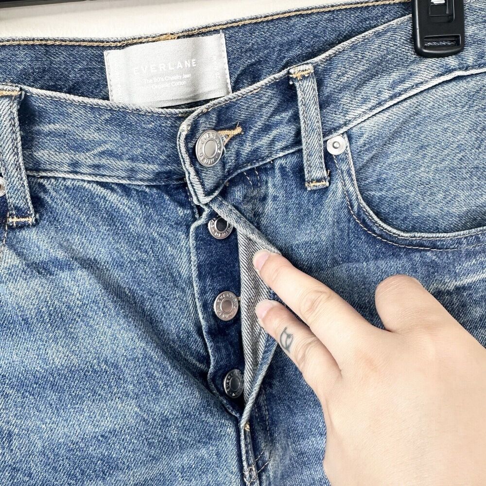 Everlane The 90s Cheeky Ankle Blue Jeans 25 Denim Button Fly Organic Cotton - Picture 6 of 10